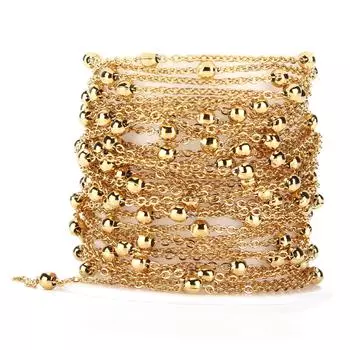 Ювелирные цепочки DIY металлические бусины нержавеющая золотая цепочка катушка для свитера одежда ожерелье браслет