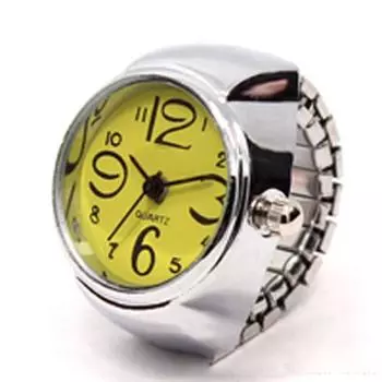 Ювелирные часы Модные кольца-часы Круглые кварцевые кольца на палец Эластичные кольца-стретч Цифровые часы жёлтый