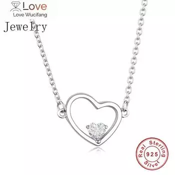 Ювелирные изделия 925 пробы стерлингового серебра кулон в форме сердца с натуральными фианитами цирконами ожерелье женское кубинское звено цепи чокер безделушка бижутерия 45cm