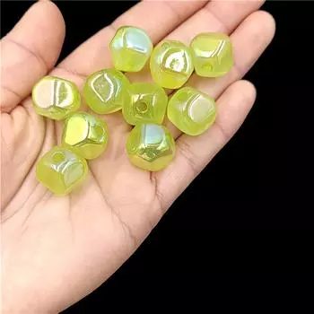 Ювелирные изделия Аксессуары Браслет Желе Цвет Материал 10 шт Акриловые Бусины 18 мм Модные Светящиеся DIY Многогранные Бусины Необычной Формы шампанского