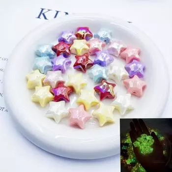 Ювелирные изделия Аксессуары DIY Мобильный телефон Цепочка Бисерный Материал Акрил 5 шт. Светящийся Кремовый УФ-покрытие Цвет Пятиконечная Звезда Бусины бусины фиолетовый