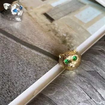 Ювелирные изделия Аксессуары Геометрическое Открытое Кольцо Корейский Стиль Широкий Палец Пряжка Металлическое Кольцо Кошка Друг золотой