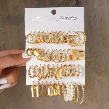 Ювелирные изделия Аксессуары Квадратные Геометрические Серьги Ретро Жемчужные Серьги Женские 04