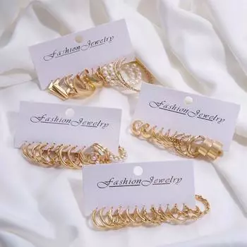 Ювелирные изделия Аксессуары Квадратные геометрические серьги Цинковый сплав цинка Ретро жемчужные серьги Металлические серьги Комплект вечеринка 04