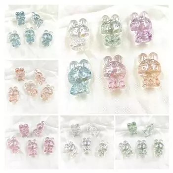 Ювелирные изделия Аксессуары Материалы ручной работы Ослепительный прозрачный браслет ожерелье DIY УФ-покрытие 5 шт. Модный кулон Кролик Бусины россыпью Аксессуары синий