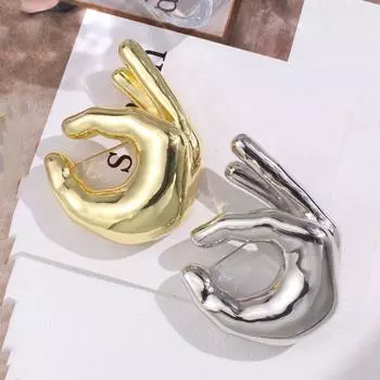 Ювелирные изделия Аксессуары OK Жест Брошь Цинк Цинковый Сплав Металла Глянцевая Прищепка Модное Украшение серебряный