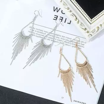 Ювелирные изделия Аксессуары Серьги-подвески из цинкового сплава с кисточками Серьги-подвески из цинкового сплава с кисточками Подарки золотой