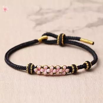 Ювелирные изделия Аксессуары Вязаные вручную браслеты с персиковыми цветами Красный цветной браслет-веревка Новый счастливый браслет 2