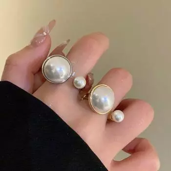 Ювелирные изделия Аксессуары Жемчужные Открытые Кольца Регулируемое Открытие Корейское Жемчужное Кольцо Элегантное Жемчужное Кольцо Вечеринка Gold-StyleB