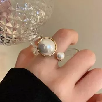 Ювелирные изделия Аксессуары Жемчужные Открытые Кольца Имитация Жемчуга Корейское Жемчужное Кольцо Жемчужное Кольцо Для Женщин/Девушек Gold-StyleB
