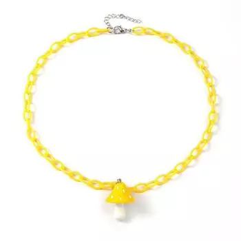 Ювелирные изделия, богемное геометрическое милое дикое милое ожерелье с грибами ярких цветов, цепочка на ключицу, акриловый кулон оранжевый