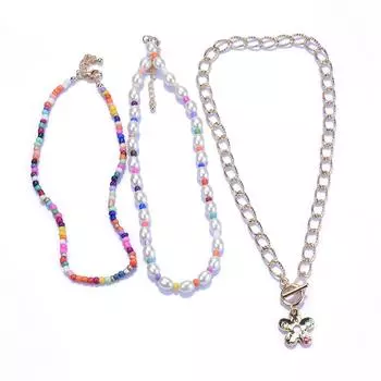 Ювелирные изделия Богемное разноцветное многослойное ожерелье из мягкой керамики с бусинами, винтажный сплав, подвеска в виде цветка