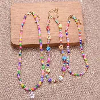 Ювелирные изделия: Богемное трехслойное ожерелье из цветных рисовых бусин, цветное женское ожерелье из бусин