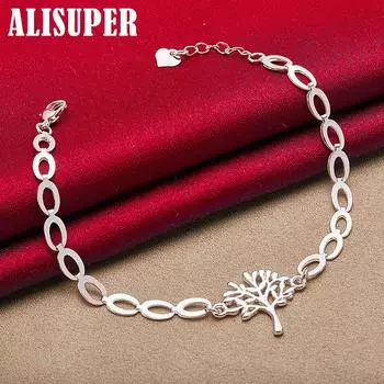 Ювелирные изделия-браслет-цепочка из стерлингового серебра 925 пробы с деревом и сердцем 20cm