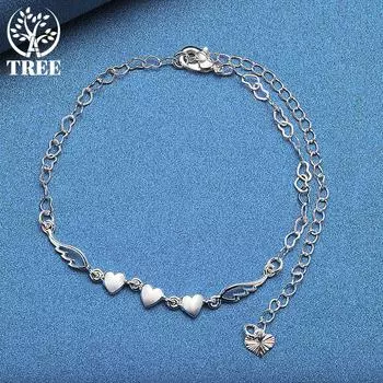 Ювелирные изделия-браслет-цепочка из стерлингового серебра 925 пробы с полным сердцем 20cm