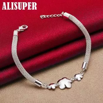 Ювелирные изделия-браслет-цепочка из стерлингового серебра 925 пробы с тремя сливами и розами 20cm