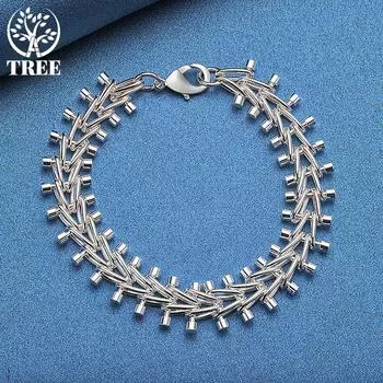 Ювелирные изделия-браслет-цепочка из стерлингового серебра 925 пробы с двойным рядом бусин 20cm