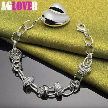 Ювелирные изделия-браслет-цепочка из стерлингового серебра 925 пробы с сердцем и любовью 20cm