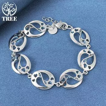 Ювелирные изделия-браслет-цепочка из стерлингового серебра 925 пробы с сердцем любви 20cm