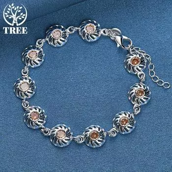 Ювелирные изделия-браслет-цепочка из стерлингового серебра 925 пробы с круглым цирконом ААА 20cm