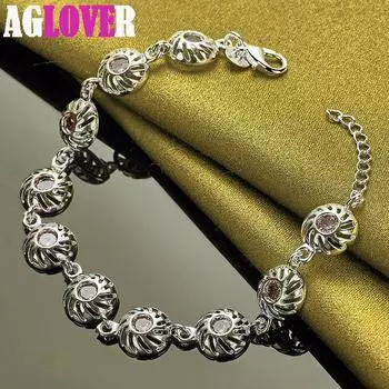 Ювелирные изделия-браслет-цепочка из стерлингового серебра 925 пробы с круглым цирконом ААА 20cm