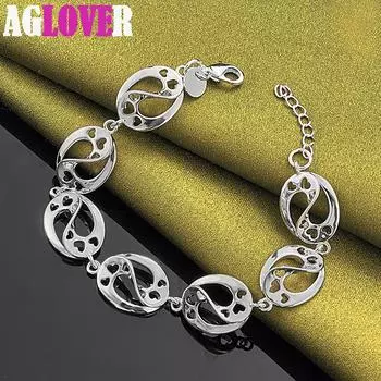 Ювелирные изделия-браслет-цепочка из стерлингового серебра 925 пробы с сердцем любви 20cm