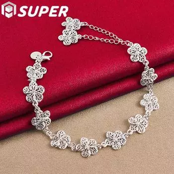 Ювелирные изделия-браслет из стерлингового серебра 925 пробы с полным цветком 20cm