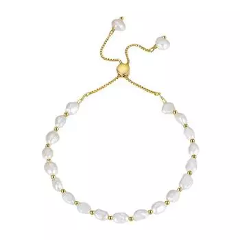 Ювелирные изделия Браслет из стерлингового серебра 925 пробы с натуральным пресноводным жемчугом 5-6 мм 925