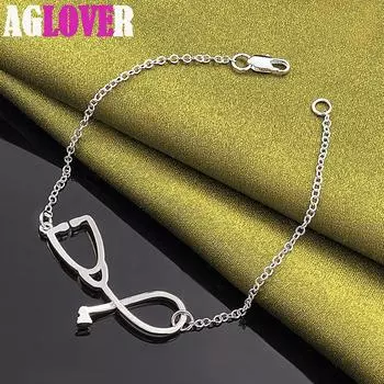 Ювелирные изделия-браслет-подвеска из стерлингового серебра 925 пробы со стетоскопом 20cm