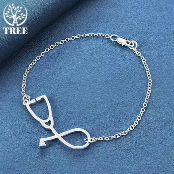 Ювелирные изделия-браслет-подвеска из стерлингового серебра 925 пробы со стетоскопом 20cm