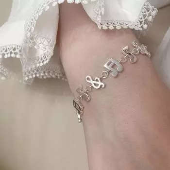 Ювелирные изделия браслет с музыкальными нотами регулируемая цепочка из восьми нот изысканный серебряный браслет хипстер Music Note