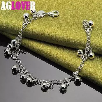 Ювелирные изделия-браслеты из стерлингового серебра 925 пробы с колокольчиками 20cm