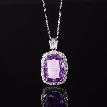 Ювелирные изделия Бриллиант Высокоуглеродистый Огранка Ледяной Цветок Медная Инкрустация Ретро Темперамент Подвеска Ожерелье Женский Ведущий 12 * 16