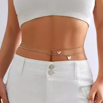 Ювелирные изделия, цепочки на талию с бабочками, металлическая цепочка для тела с кисточками, милое платье, поясные цепочки, подарок Style B