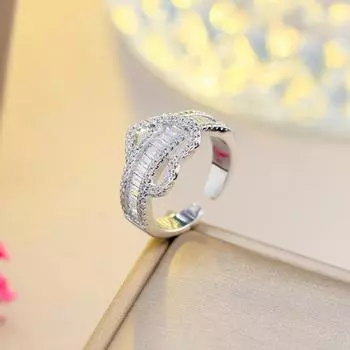 Ювелирные изделия CMM Изысканное кольцо в форме сердца серебряного цвета с цирконием, регулируемое кольцо для влюбленных, ювелирные изделия в подарок серебряный