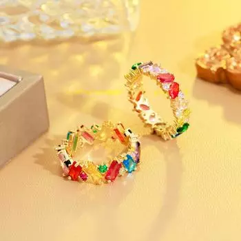 Ювелирные изделия CMM, повседневная одежда, золотого цвета, квадратное/овальное кольцо с цирконом, дополнительное женское кольцо 6 золотой