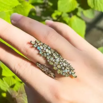 Ювелирные изделия CMM, уникальный дизайн, блестящие оливково-зеленые кольца с кубическим цирконием, роскошные большие регулируемые кольца для женщин разноцветный