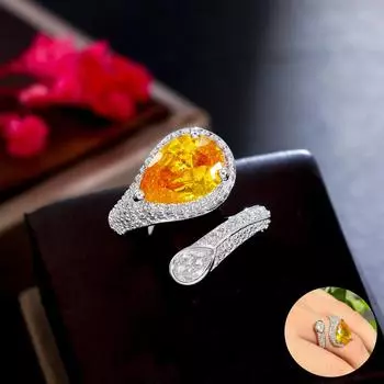 Ювелирные изделия CMM в европейском стиле, желтое большое геометрическое кольцо с цирконом для женщин жёлтый