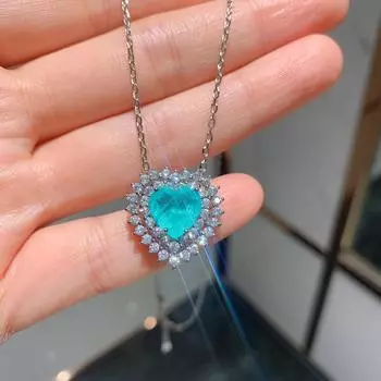 Ювелирные изделия Цветные сокровища Имитация Параиба, Неоновый зеленый, Серьги-гвоздики Основной камень 8 * 8 Подвеска 10 * 10