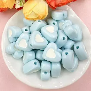 Ювелирные изделия DIY ювелирные аксессуары 14,4*12,9 мм двухцветные бисерные материалы Love Heart акриловые для браслета серьги изготовление бусины 60 шт. бусины синий