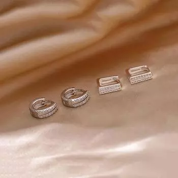 Ювелирные изделия для девочек геометрические серьги со стразами из меди и квадратного хрусталя, серьги-кольца, круглые серьги-кольца A