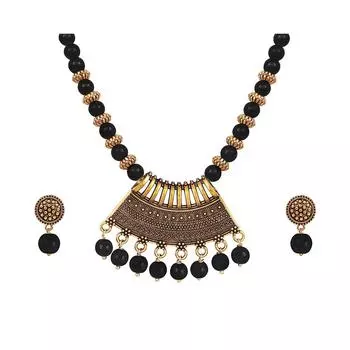 Ювелирные изделия для менее стильных Позолоченный старинный полукруглый кулон из бисера Этническое ожерелье