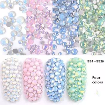 Ювелирные изделия для ногтей Плоский бриллиант для ногтей с бриллиантами Стеклянный кристалл с бриллиантом Цветной бриллиант Маленький бриллиант Циркон Аксессуары