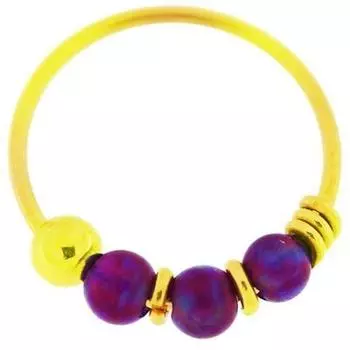 Ювелирные изделия для пирсинга Кольцо в носу Кольцо из желтого золота 9 карат с фиолетовыми бусинами, ухом в носу,