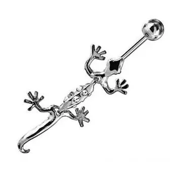 Ювелирные изделия для пирсинга пупка из стерлингового серебра 925 пробы с висячей саламандрой