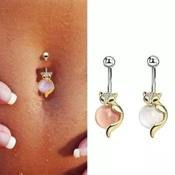 Ювелирные изделия для пирсинга с лисой, висячие кольца на пупке и пупке белый