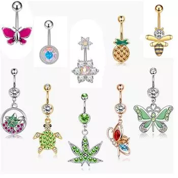 Ювелирные изделия для пирсинга Яркий цвет Бабочка Европейская и американская личность 316 Набор колец для пупка для ногтей