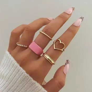 Ювелирные изделия для студентов Pink Love, толстое элегантное кольцо с широкой инкрустацией бриллиантами розовый