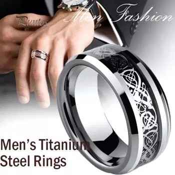 Ювелирные изделия для тела Puntos, унисекс, с узором дракона, со стразами, титановое стальное кольцо, подарок на помолвку US 11 синий