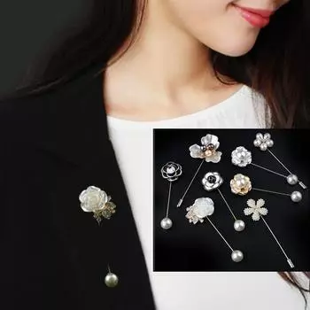 Ювелирные изделия для женщин и девочек, брошь, модная камелия с жемчугом, ретро-свитер, корейский воротник, булавка с цветком ручной работы